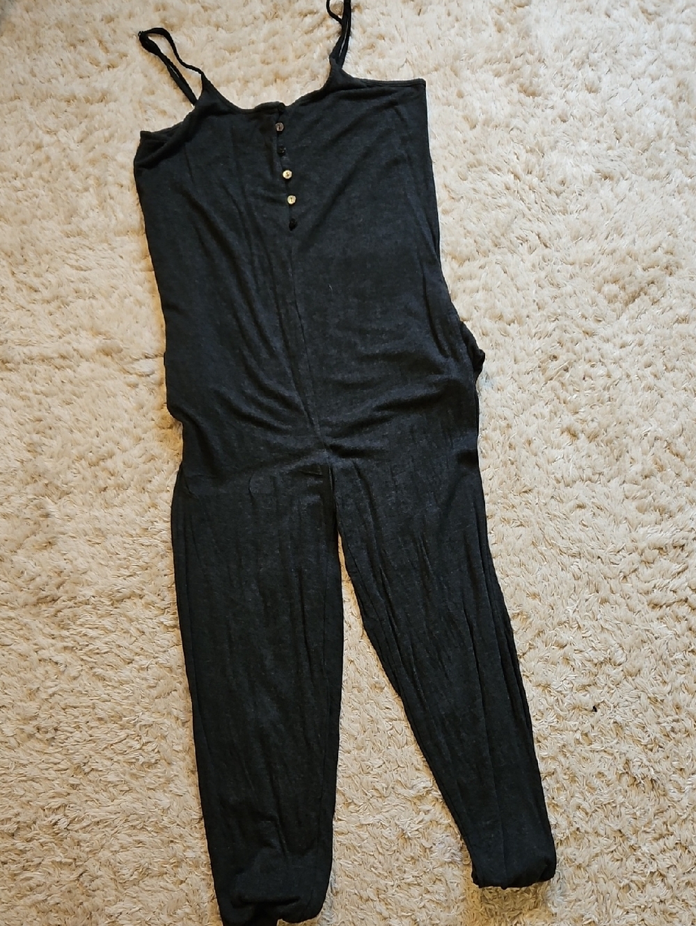 Honeydew USA Black Spaghetti-Strap Jumpsuit with Button Front
